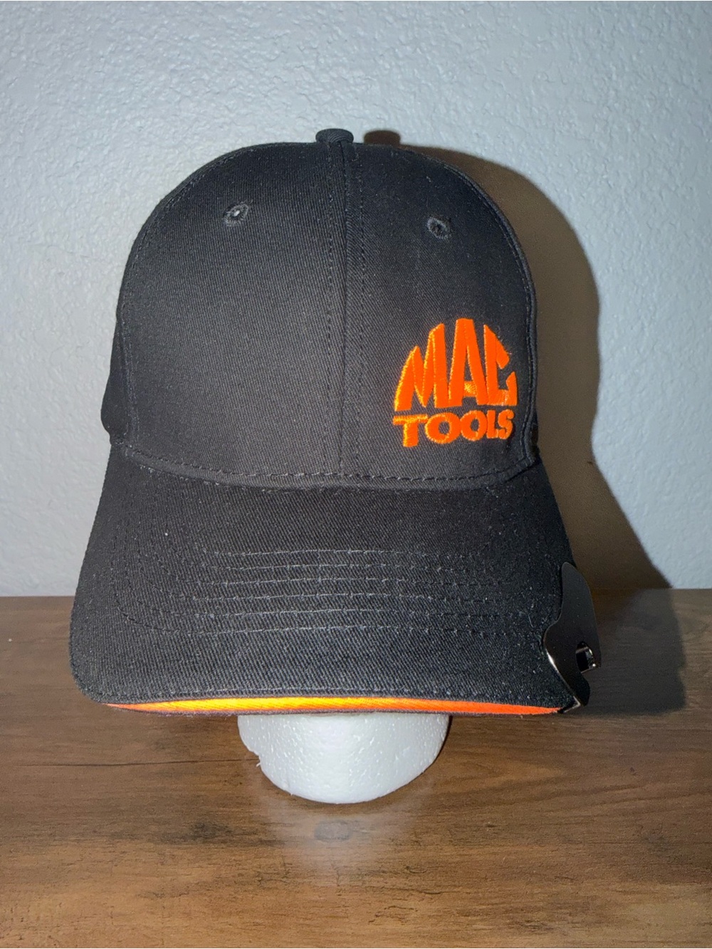 Mac Tools Black Neon orange Baseball Hat Cap W Bottle Opener Pre Owned